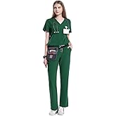 Uniforms World Track Scrubs Set for Women — Classic fit Top & Straight Pants, Yoga Waistband, 9 Pockets, Anti-Wrinkle