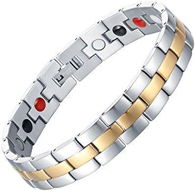 Magnetic Therapy Bracelets for Men Arthritis Carpal Tunnel Pain Relief Titanium Stainless Steel Health Energy Bracelet Adjustable with Free Link Removal Tool