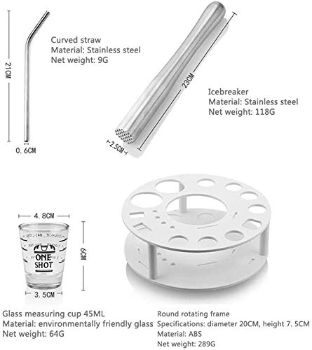 LKNJLL Bar Set, 20-teilig Edelstahl Cocktail Shaker Bar Werkzeuge, mit drehendem Ausstellungsstand und Rezepte Booklet… – Bild 6