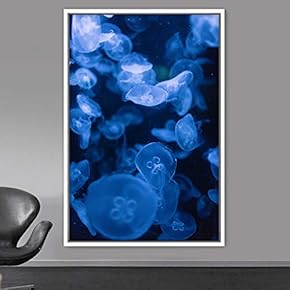 signwin Framed Canvas Wall Art Jellyfish Bedroom Colorful...
