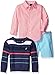Nautica Baby Boys' Long Sleeve Button Down Shirt, Pullover, and Short with Faux Belt Set, Blue Ink Pink, 12 Months