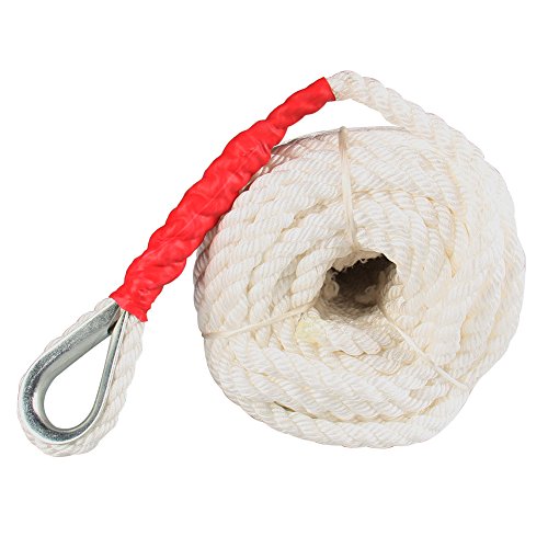 Bang4buck 3/4" 200' Docking Rope, Polypropylene Anchor Line Sailboat Accessories with Thimble and 12592LB Breaking Strain