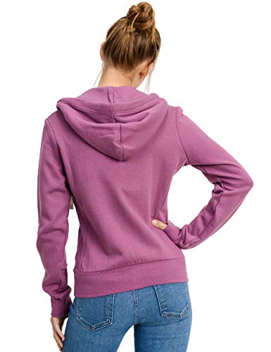 esstive Women's Basic Fleece Full-Zip Hooded Jacket, Light Purple, Large