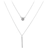 GRAVITY JEWELRY Elegant 925 Silver Necklace - Two Chains, Two Pendants for Women