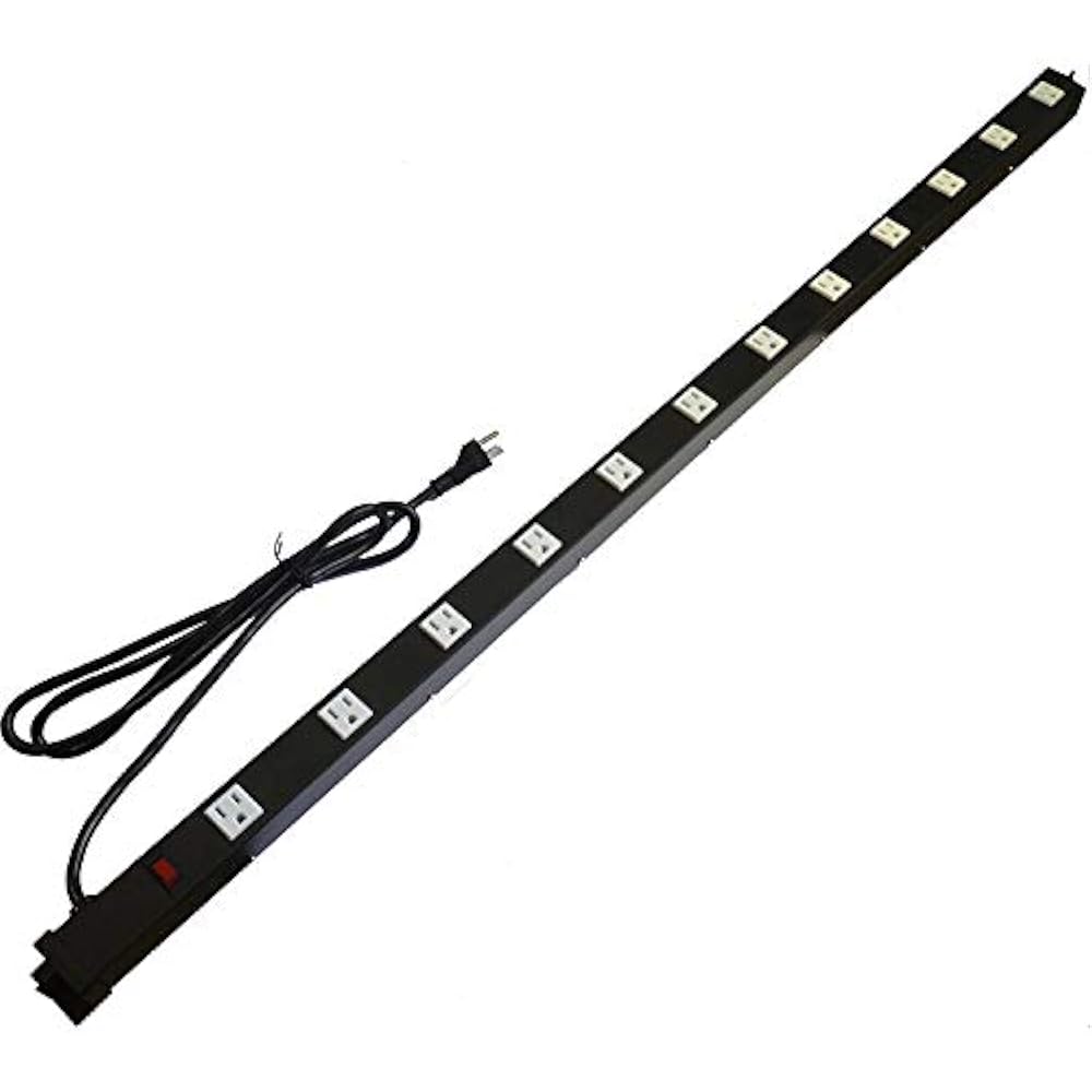 Long Surge Protector Power Strip 4 Feet 12 Outlet Solid Metal Black Lab