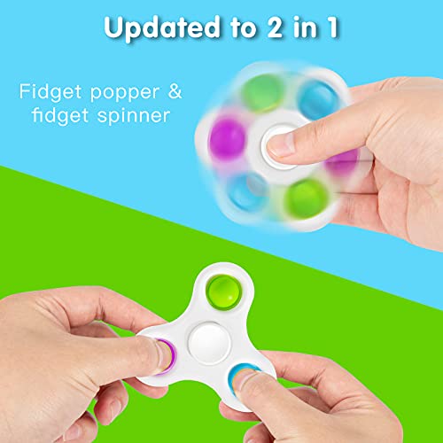 Magicalmai 4pcs Fidget Spinners Simple Dimple, 2 in 1 Popping Fidget Toys Sensory Therapy Popper Portable Stress Relief Hand Toys for Kids and Adults in Office Home School