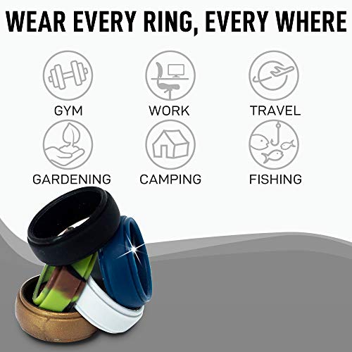 EveryRing Men | Men's Silicone Wedding Band or Engagement Ring Alternative | Pack of 5 Active Bands - Medium (9.5-10) - Thumbnail 3