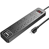 Huntkey 12 Outlets Surge Protector Power Strip, 2 USB Ports 5V/2.4A, 6-Foot Heavy Duty Extension Cord, SMC127