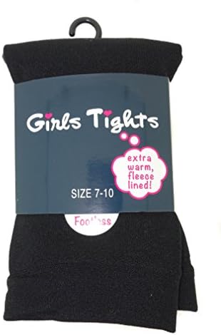Leg Impressions Fleece Lined Footless Extra Warm Tights for Girls-BLK/12-14