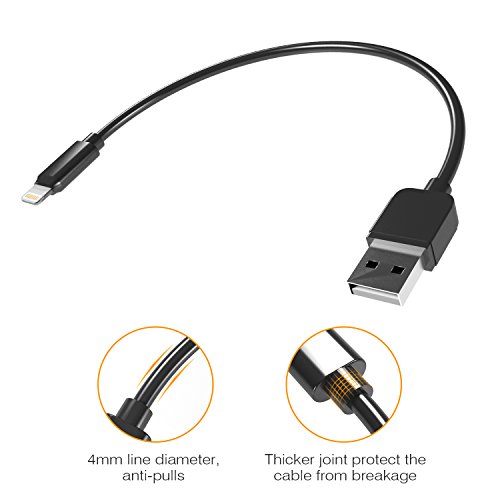 image for MSTJRY 4 Pack 8Inch Short Black USB Charging Cables for iOS System Pho