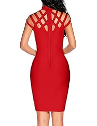 IFASHION vestido mini ceñido, sin mangas, de cuello alto, con huecos, para discoteca.