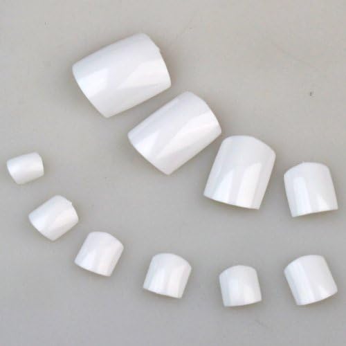 enForten 500pcs White False Toenail Tip for Uv Gel Manicure Fake Toe Nails Tip