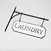 Silvercloud Trading Co. Rustic Hanging Double-Sided Laundry Embossed Black on White Enamel Metal Sign with Bracket - Mudroom Wall Decor - Room Label