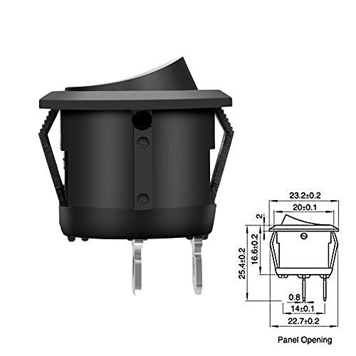 12 Pcs SPST Snap-in ON-Off 2 Pin Round Snap Rocker Boat Switch Black AC 250V 6A 125V 10A for Car Auto Boat Household Appliances by MXRS
