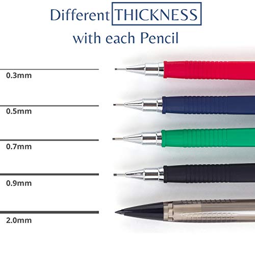 Mr. Pen Mechanical Pencil Set with Lead and Eraser Refills, 5 Sizes 0