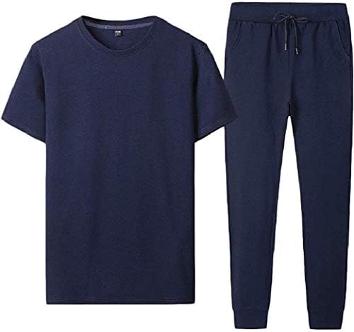 Mens Set Lounge Solid Short Sleeve O Neck Plus Size Activewear Set Dark Blue Us S China M Buy Online At Best Price In Uae Amazon Ae