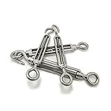 JCBIZ 4pcs M10 Turnbuckle Screw Hook to Eye Strainer Fence CO Open Body Draw-In Bolt 304 Stainless Steel Adjustable Wire Rope Tensioner