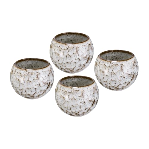 HARFINGTON 4pcs Chinese Japanese Ceramic Teacups 5.07 Oz Handmade Gong Fu Tea Set Ceramic Glaze-Changed No Handle Small Tea Cup for Mate Tea Coffee Wine Drinks Home and Gifts, Beige