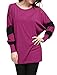 Allegra K Women's Color Block Batwing Sleeves Loose Tunic Top L Purple