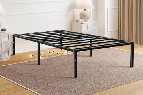 190 * 95 * 36 Cm Base Cama Solteiro, Cama de Solteiro de Metal, Com Suportes de Ripas, Grande Espaço Embaixo da Cama (Solteiro)