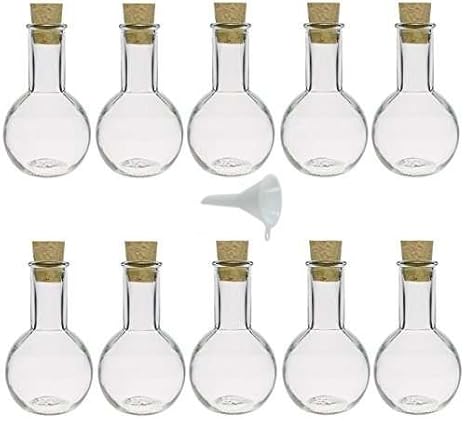 Viva Haushaltswaren - 10 x kleine Glasflasche Tulipano 100 ml mit Korkverschluss, als Schnapsflasche, Likörflasche & Ölflasch