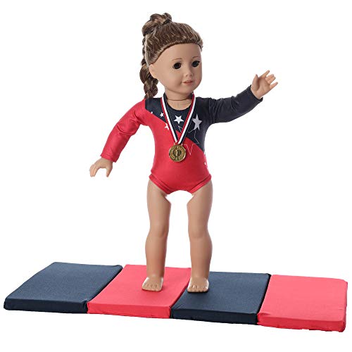 Team USA 18 inch Doll Gymnastics Leotard, Mat and Olympic Gold Medal