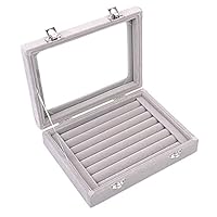MyJell 7 Slot Velvet Jewelry Rings Display Tray Earring Storage Case Jewelry Storage Box
