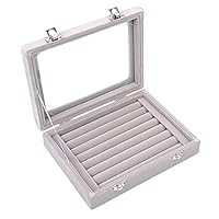 MyJell 7 Slot Velvet Jewelry Rings Display Tray Earring Storage Case Jewelry Storage Box