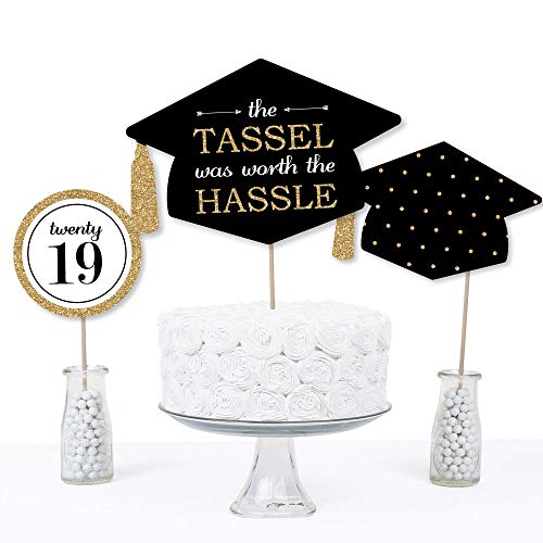 2 Gold+Tassel+Graduation+Centerpiece+Toppers