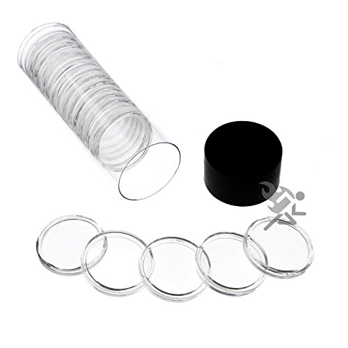 Black Lid Capsule Tube & 20 Air-Tite A26 Direct Fit Coin Holders for Presidential Dollars