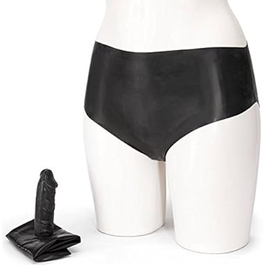 Latex Late X Slip mit Dildo schwarz