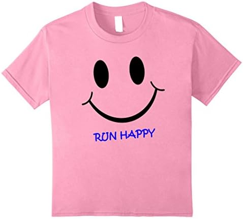 Kids Emoji Run Happy Fitness, Motivation, Running, Cute T-Shirt 8 Pink