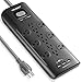 HOLSEM 12 Outlets Surge Protector Power Strip with 3 Smart USB Charging Ports (5V/3.1A) and 6' Heavy Duty Extension Cord, for Home, Office, Computers, Appliances, Equipment (4000 Joules) - Black