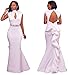 Kearia Women Formal Gown Mock Neck Sleeveless Key Hole Evening Prom Mermaid Long Dress
