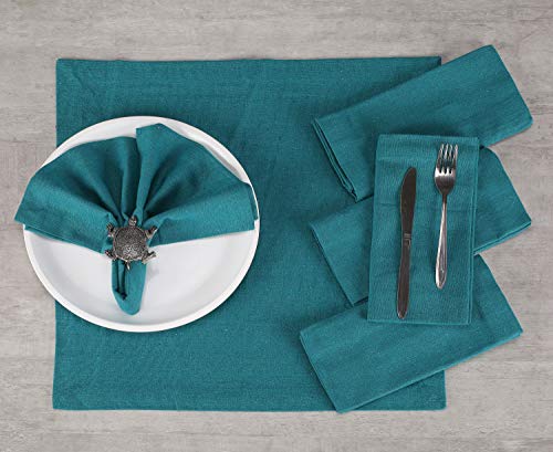 Cotton Dinner Napkins 12 Pack - 18x18 Inches - Teal, 100% Cotton Cloth Napkins, Tailored with Mitered Corners and a Generous 1" Hem, Soft and Comfortable - Ideal for Events and Regular Home Use