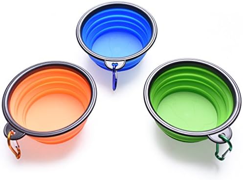 Grand Voyage Chien Bol Portable Water or Food Bowl for Medium to Large Dogs, 6 Inch Diameter (Orange &amp; Green &amp; Blue)