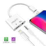 AXELECT 3.5mm Headphone Jack Adapter, Headphones Earphone Adapter Splitter 2 in 1 Audio Jack and Charger Adapter Connector for IP X/8/8 Plus/X/7/7 Plus