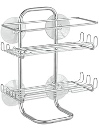 InterDesign Classico Suction Bathroom Shower Caddy Shelves for Shampoo, Conditioner, Soap - Silver
