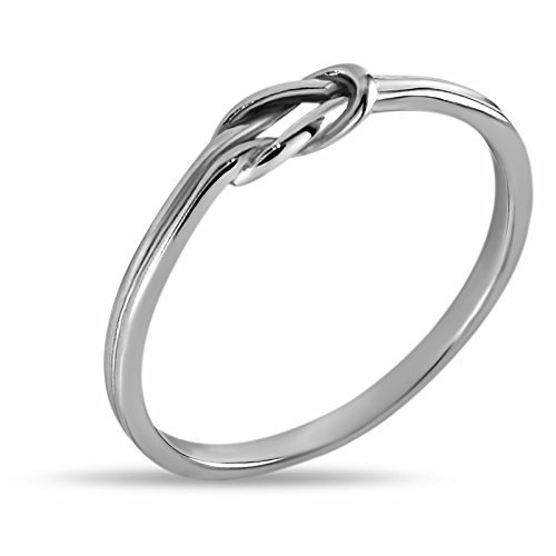 Silver Infinity Ring Silver Tone Love Knot Ring, Tie Knot Ring, Stacking Ring, Double Infinity Hug Ring