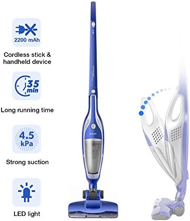Upgraded Cordless Vacuum Cleaner, iSiLER 2 in 1 Handheld Vacuum Cleaner, 35 Minutes Running-Time Upright Vacuum Cleaner with Corner Lighting, Cordless Stick Vacuum 2200mAh Li-ion Rechargeable Battery