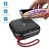MIPOW Portable Wireless Charger, Ultra-Compact Qi 10000mah Power Bank with High-Speed Charging Technology External Battery for iPhone, Samsung Galaxy and More (Black)