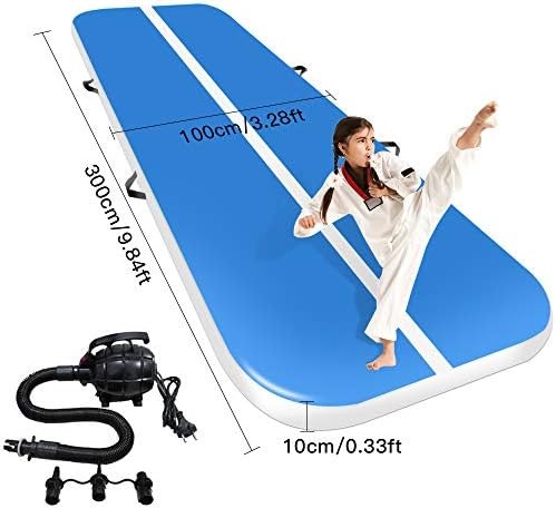 Airacker 9.84ft/13.13ft/16.4ft/19.69ft/23ft/26ft/29ft/33ft/36.ft/39ft Air Track, Tumbling Mat, Inflatable Gymnastics Airtrack Mat, Air Floor Mat with Electric Air Pump
