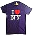 I Love NY New York Short Sleeve Screen Print Heart T-Shirt Purple
