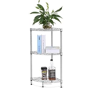 LANGRIA 3-Tier Quarter-Circle Wire Corner Shelving Unit, Free-Standing Storage Organization Shelf Rack for Hallway…