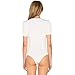 May&Maya Women's Deep Scoop Neckline Button Placket Bodysuit (L, White)