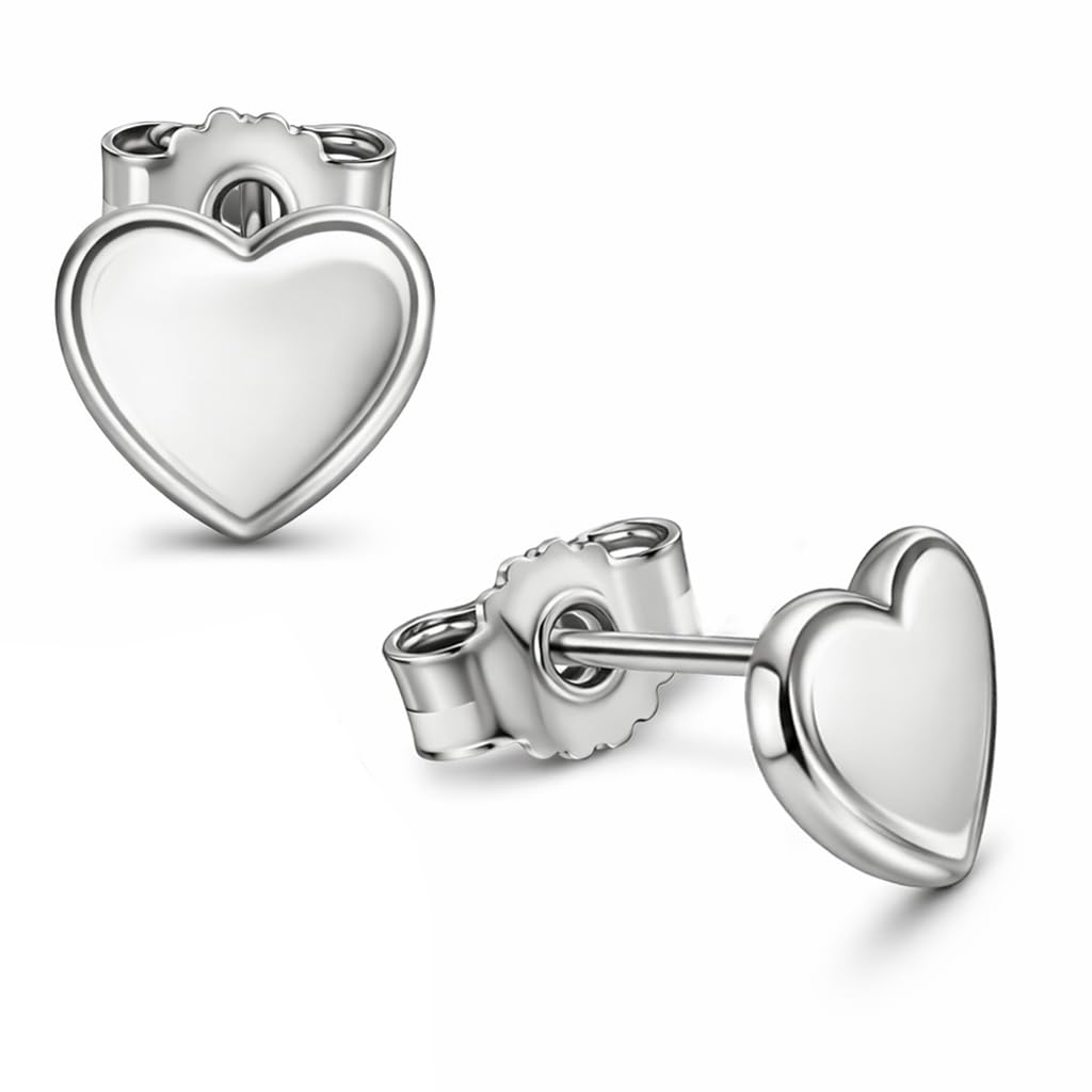 Clever Jewellery 925 Silver Pair Pair Mini Heart 5 mm slightly curved Shiny Plain Sterling Silver Stud Earrings