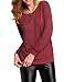 Haola Women's Long Sleeve Tops Round Neck Casual Teen Girls Tees Loose T Shirts Blouse L WineRed