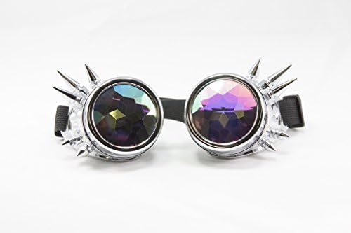Festival Junkie Chrome Spiked PLUR-Vision Rainbow Kaleidoscope Goggles