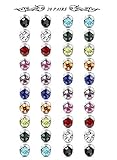 Finrezio 20 Pairs 6MM Colorful Crystal Magnetic Earrings Set for Men Women Non Pierced Earrings Fake Stud Earrings