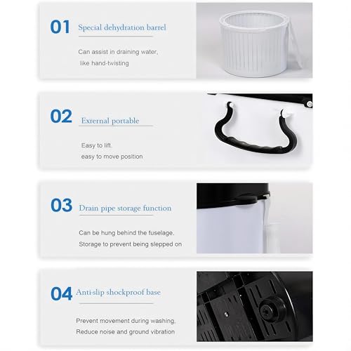 ZERIFAM Portable Washing Machine,Large Capacity Foldable Washing Machine with Washer Removable drying bucket,3 Modes Timing Cleaning, Cleans for Apartment, Dorm, RV, Travel & Hotel Use